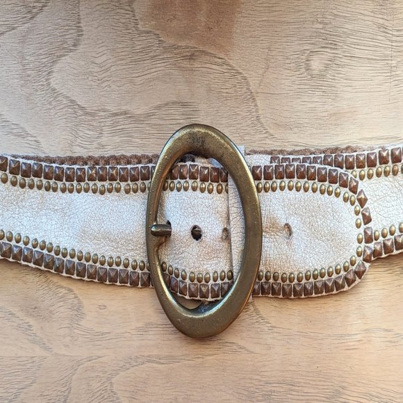 Bohemian Distressed Studded Leather Belt by "B-Low the Belt" - Picture 2 of 11